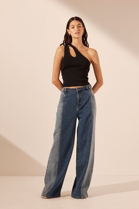 Shona Joy REINA CONTRAST  Wide Leg Jean-pants-Diahann Boutique