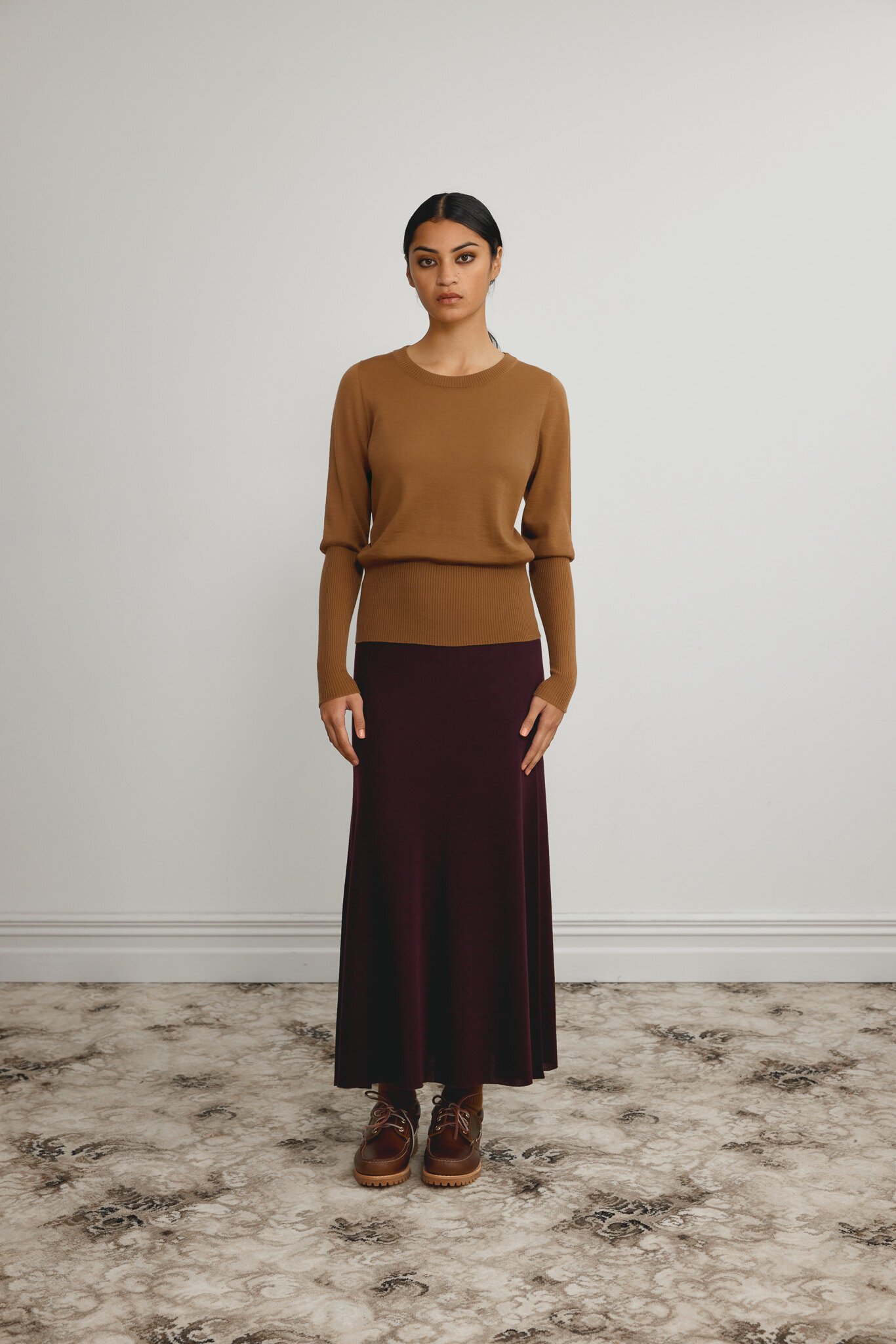 【SPERONE】Merino Reversible Midcoat Merino-blend fine-knit poncho | Echo Design | Women's Shawls