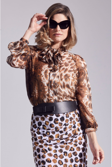 Paula Ryan Silk Tie Neck Blouse