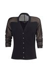 Paula Ryan SNAP FRONT MESH SLEEVE CARDIGAN