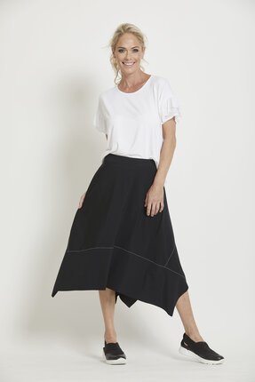 Paula Ryan Scoop Neck Ruffled Mesh Sleeve Top-tops-Diahann Boutique