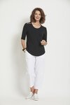 Paula Ryan Button Shoulder Curved Hem Top
