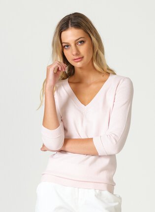 Optimum 3/4 Sleeve V Neck Top-tops-Diahann Boutique