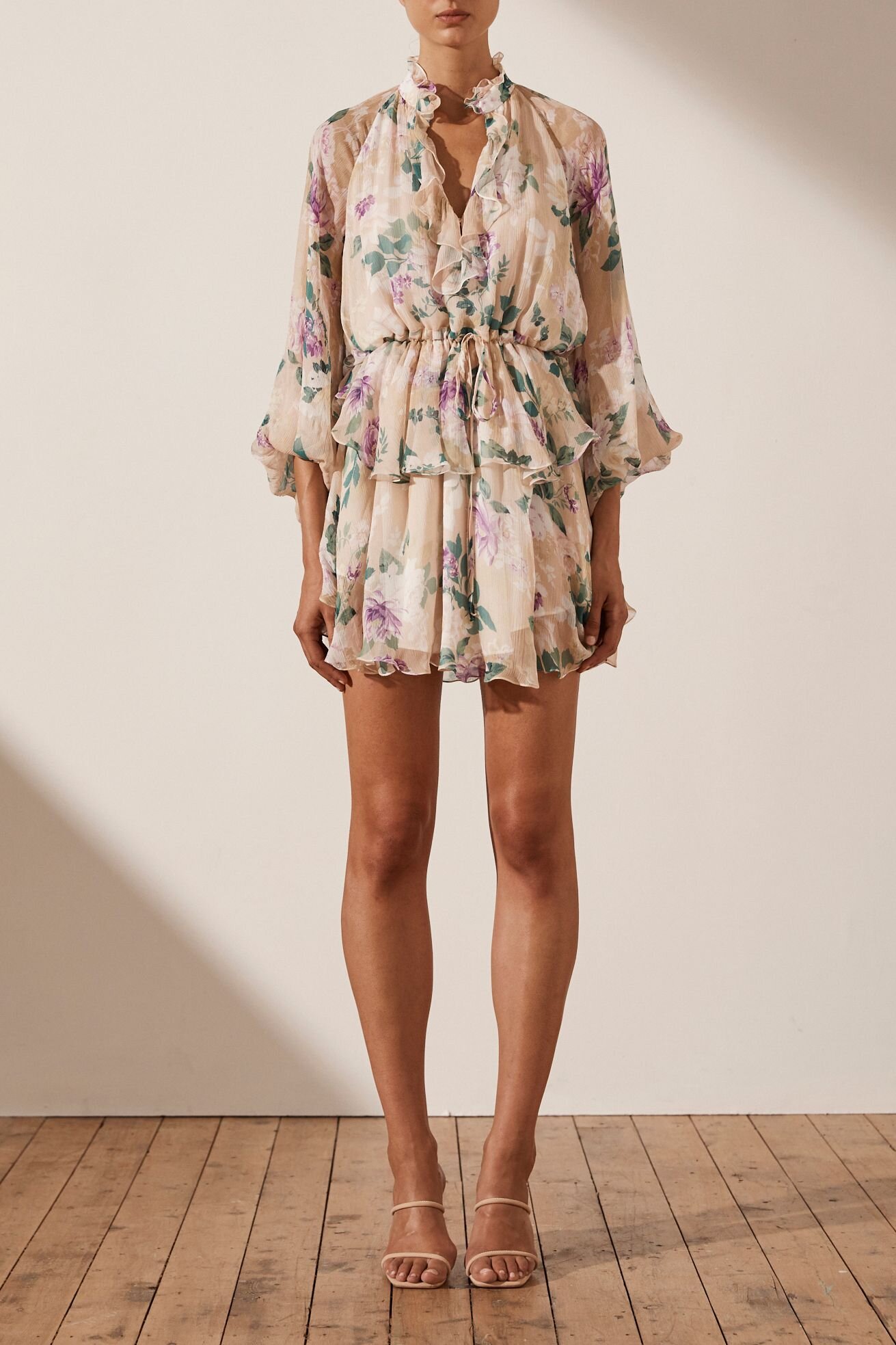 Shona joy frill collar drawstring mini dress store
