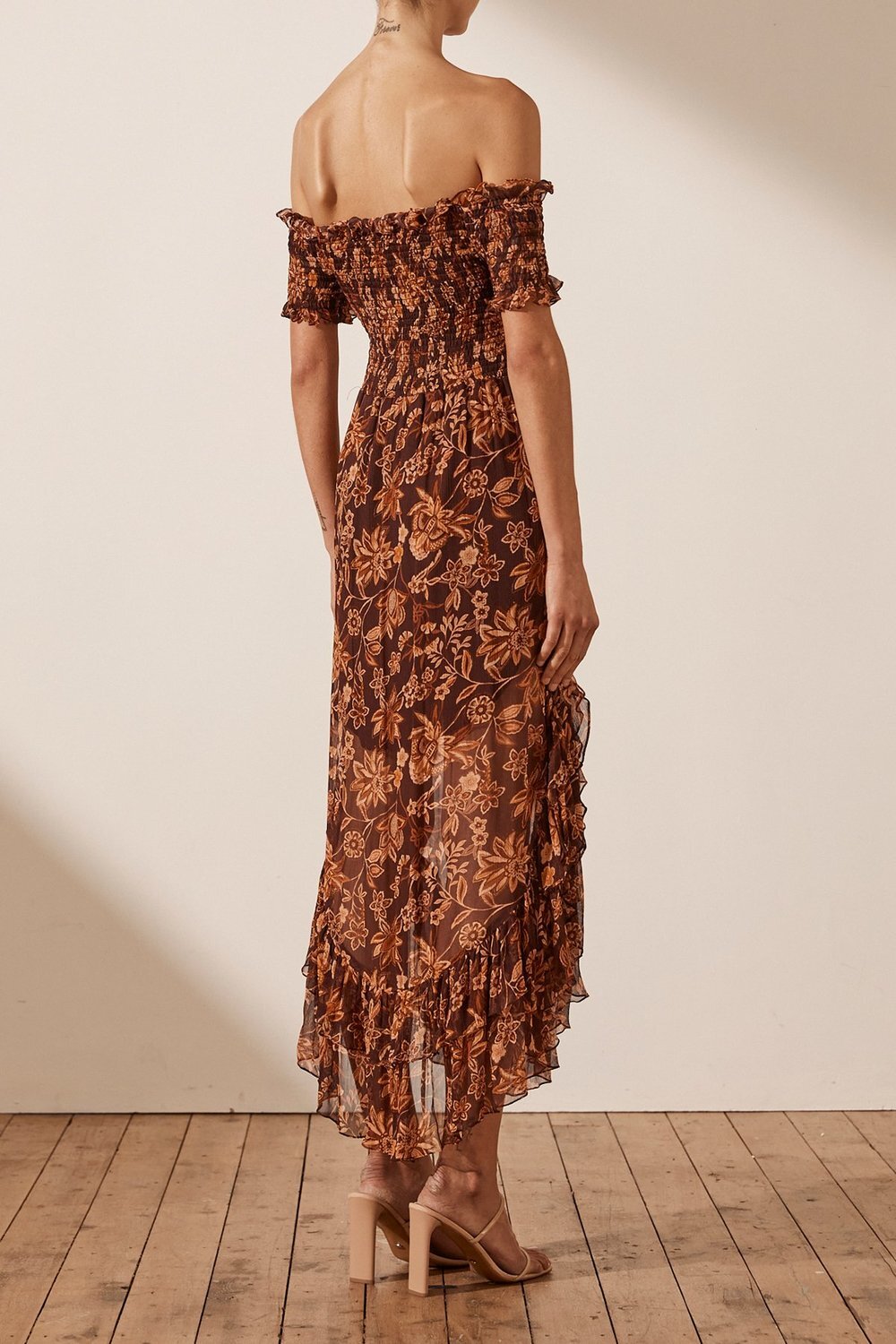 open lace back dress Shona Joy Mia Contrast Spliced Maxi Dress - Red Orange / Hibiscus
