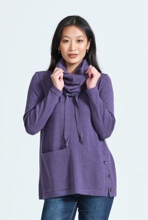 Optimum COWL NECK JUMPER with Split and Pocket -jumpers-Diahann Boutique