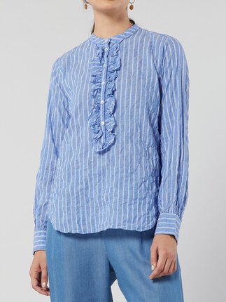 Caroline Sills LETICIA BLOUSE CHAMBRAY-tops-Diahann Boutique