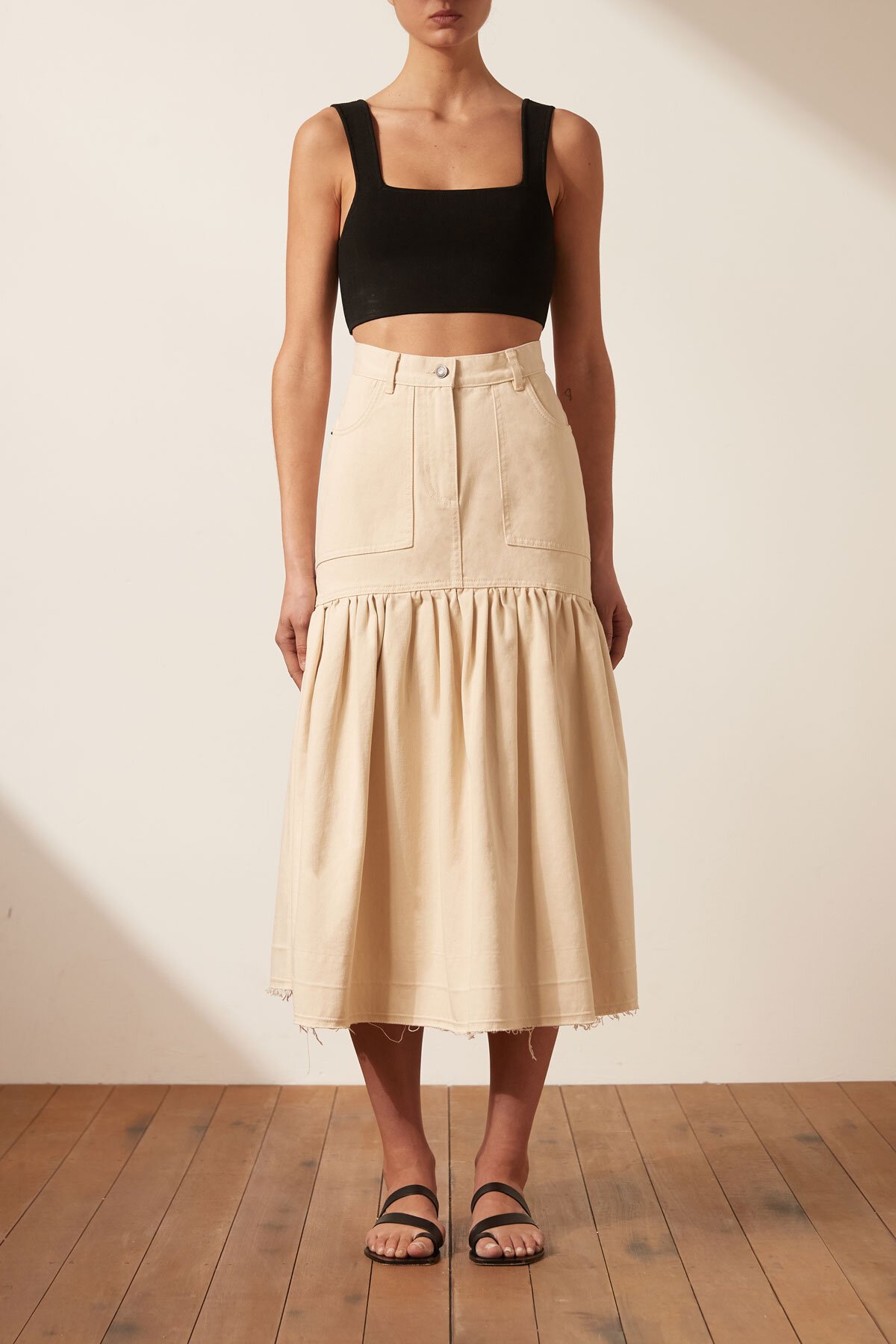 Wear a Sheer Blouse With a Denim Midi Skirt  26 Stylish Outfit Ideas That  Are So Comfortable Youll Want to Wear Them Every Day  POPSUGAR Fashion  Photo 9
