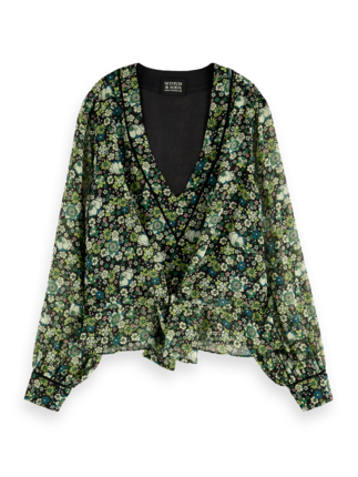 Scotch and Soda PRINTED V NECK Blouse-tops-Diahann Boutique