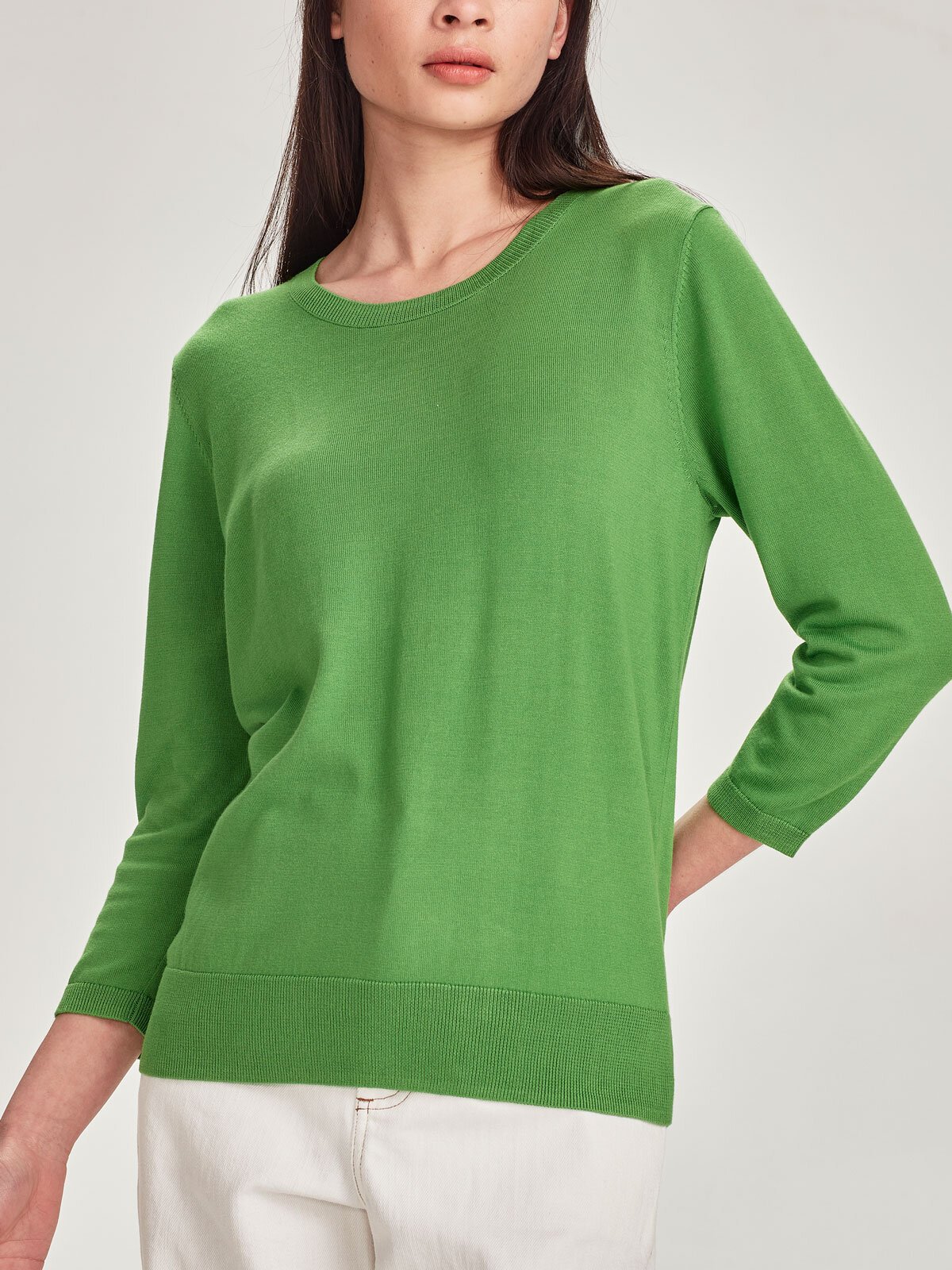 EVIE CREW NECK SHOULDER PAD TOP - WHITE TIGER
