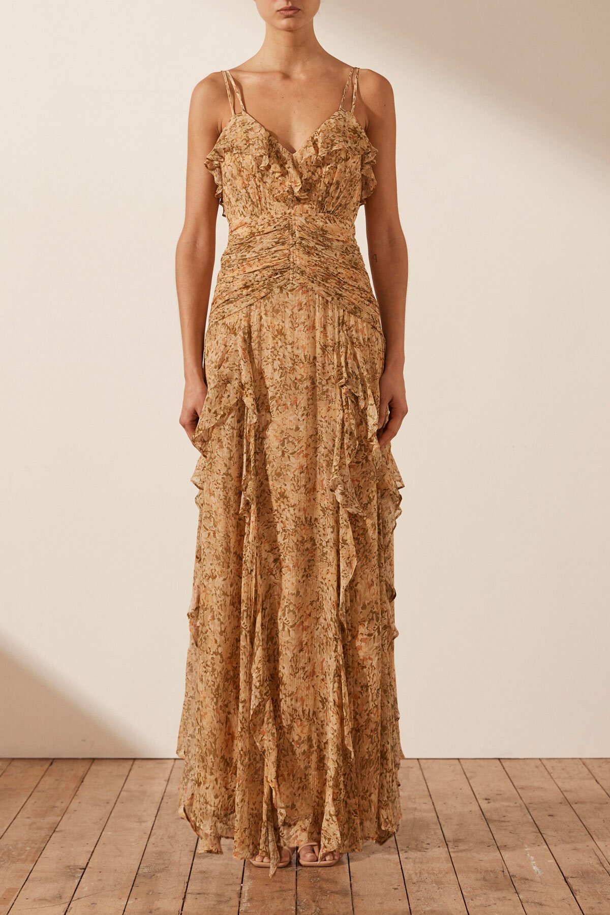 Shona Joy LOUISE DOUBLE STRAP FRILL MAXI Dress BrandShona Joy