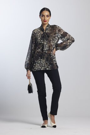 Paula Ryan VENEZIA CHIFFON TIE NECK Shirt-tops-Diahann Boutique
