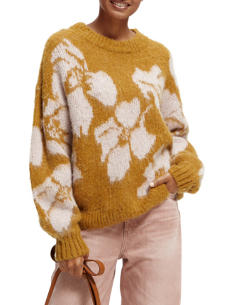 Scotch and Soda BRUSHED ABSTRACT FLORAL Pullover-jumpers-Diahann Boutique