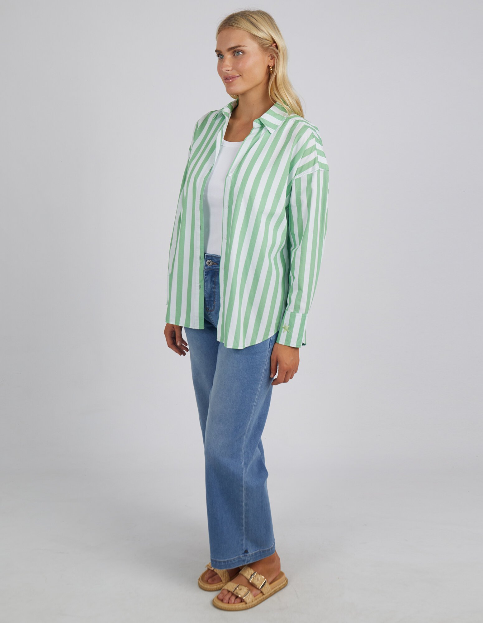 Elm Luna Shirt Gumdrop Green Stripe