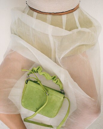 Yu Mei SCRUNCHIE VI Kiwi Suede Bag-accessories-Diahann Boutique