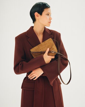 Yu Mei KERIANA CLUTCH Brun Suede Bag-accessories-Diahann Boutique