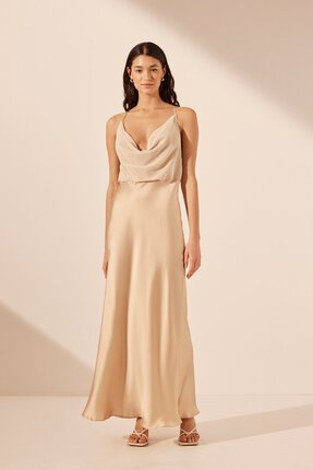Shona Joy VALERIA SILK CONTRAST Cowl Neck Maxi Dress-dresses-Diahann Boutique