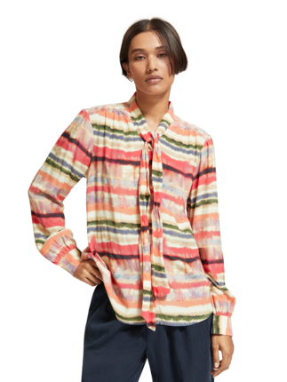 Scotch and Soda TIE NECK Shirt-tops-Diahann Boutique