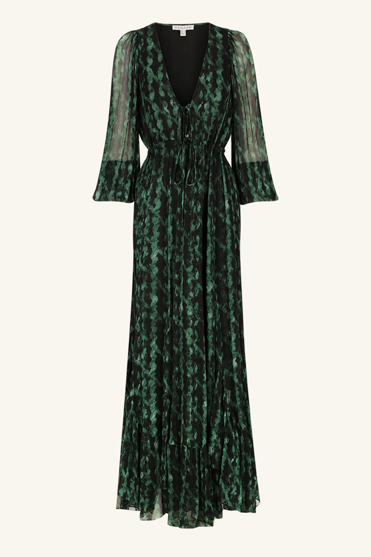 shona joy green floral dress Shona Joy Juno Gathered Bodice Maxi Dress in Olive main image 0