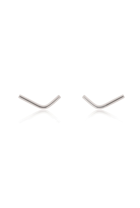 Linda Tahija Bent Bar Earrings- Silver