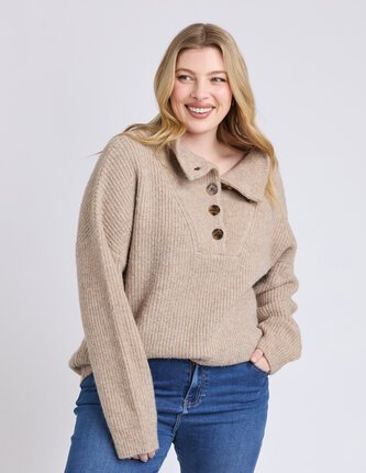 Elm BRON BUTTON Knit-jumpers-Diahann Boutique