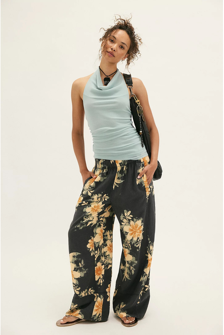 Free People DAYS END PRINTED LINEN Pants