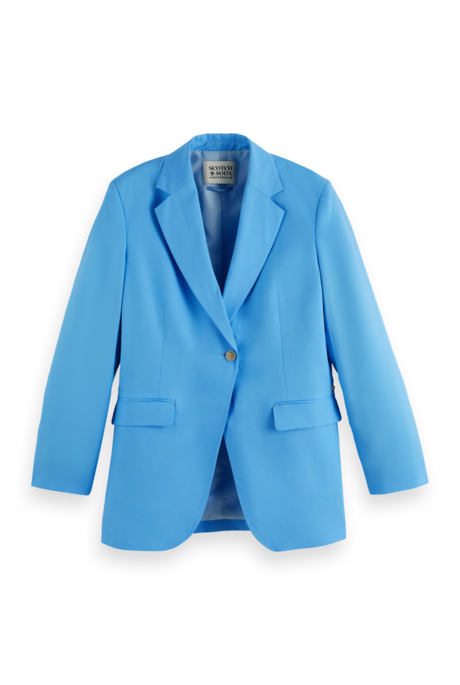 Scotch and Soda Boyfriend Linen Blend Blazer in Aqua Blue