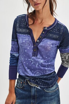 Free People INDIE PRINTED CUFF Top-tops-Diahann Boutique