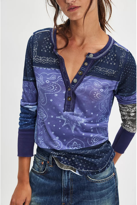 Free People INDIE PRINTED CUFF Top
