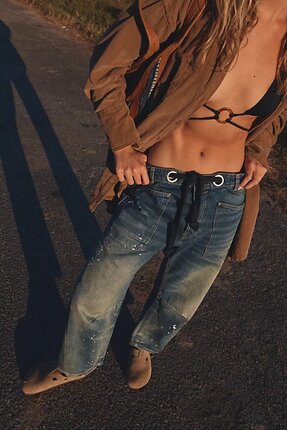 Free People MOXIE PULL-ON BARREl lJeans-jeans-Diahann Boutique