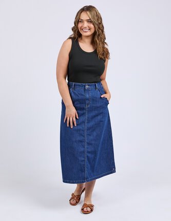 Elm SCALLOP EDGE DENIM Skirt-skirts-Diahann Boutique