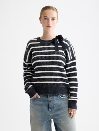 Scotch and Soda STRIPE TIE NECK Pullover-jumpers-Diahann Boutique