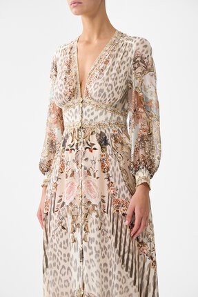 Camilla BUTTON DRESS WITH SHAPED WAISTBAND Dress-dresses-Diahann Boutique