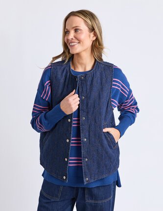 Elm POLLY QUILTED DENIM Vest-jackets-and-coats-Diahann Boutique