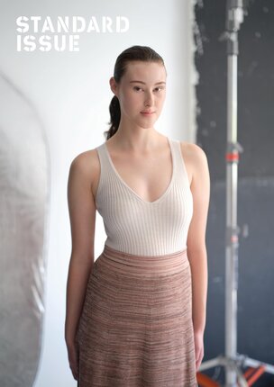 Standard Issue MERINO RIB V NECK Tank-tops-Diahann Boutique