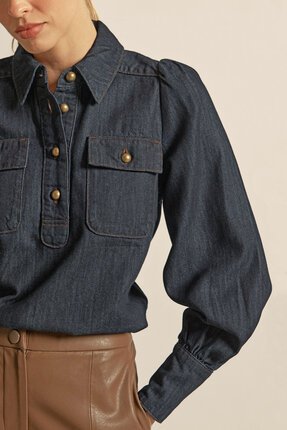 Zoe Kratzmann RESONATE Top-Dark Denim-tops-Diahann Boutique