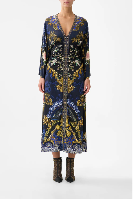 Camilla WIDE SLEEVE GATGERED Midi Dress