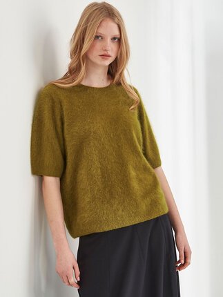 Caroline Sills BRUSHED CASHMERE Tee-tops-Diahann Boutique