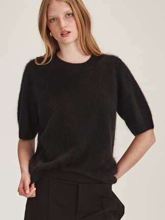 Caroline Sills BRUSHED CASHMERE Tee-tops-Diahann Boutique