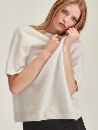 Caroline Sills BRUSHED CASHMERE Tee-tops-Diahann Boutique