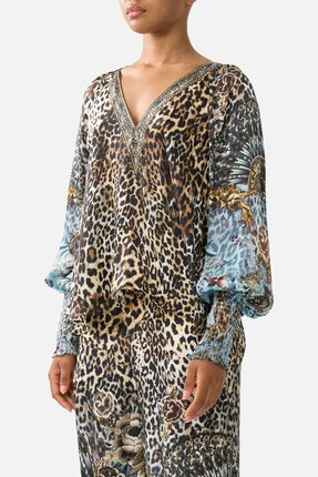 Camilla SHIRRED CUFF Blouse-tops-Diahann Boutique