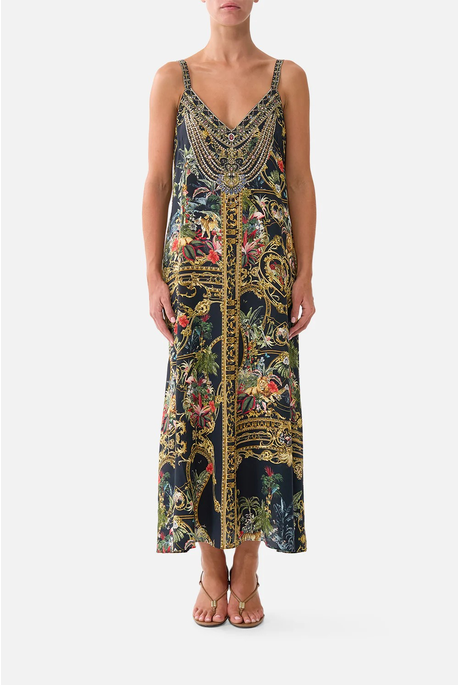 Camilla V NECK MIDI SLIP Dress