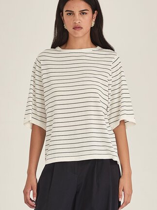 Sills SUMIRE STRIPED BOXY Tee-tops-Diahann Boutique