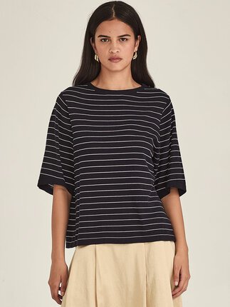 Sills SUMIRE STRIPED BOXY Tee-tops-Diahann Boutique