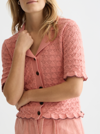 Scotch and Soda POINTELLE SHORT Sleeve Cardigan-tops-Diahann Boutique