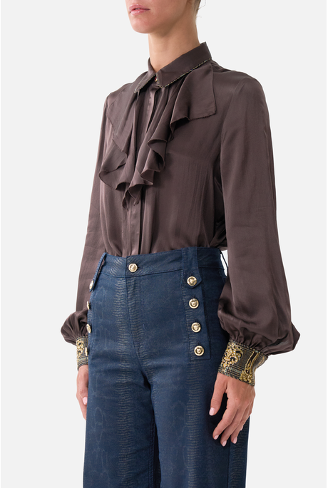 Camilla COLLARED SHIRT WITH FRILL Neck Detail