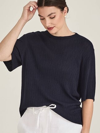 Caroline Sills CRINKLE Tee-tops-Diahann Boutique