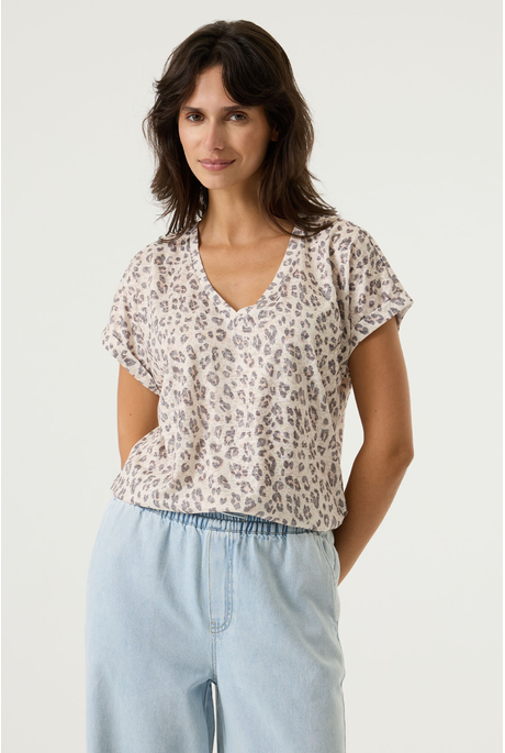 Garcia V NECK LEOPARD PRINT Tee