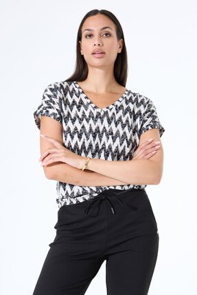 Garcia V NECK ZIG ZAG Tee-tops-Diahann Boutique