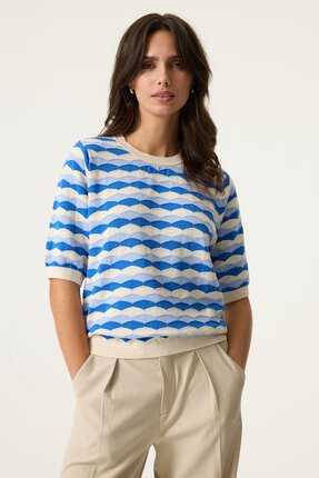 Garcia BLUE STRIPEY KNIT Tee-tops-Diahann Boutique